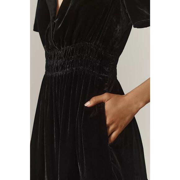 NWT Anthropologie The Somerset Maxi Dress: Velvet Edition $180 XXS Petite BLACK - Picture 3 of 4